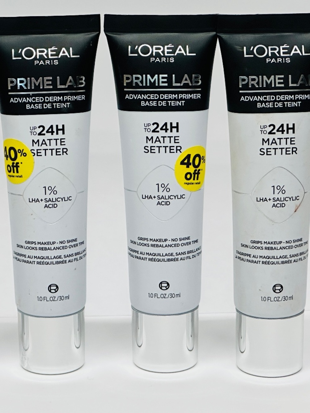 🆕 L'Oreal Paris Up to 24hr Lab Primer - Matte Setter - 1 fl oz LOT OF 3